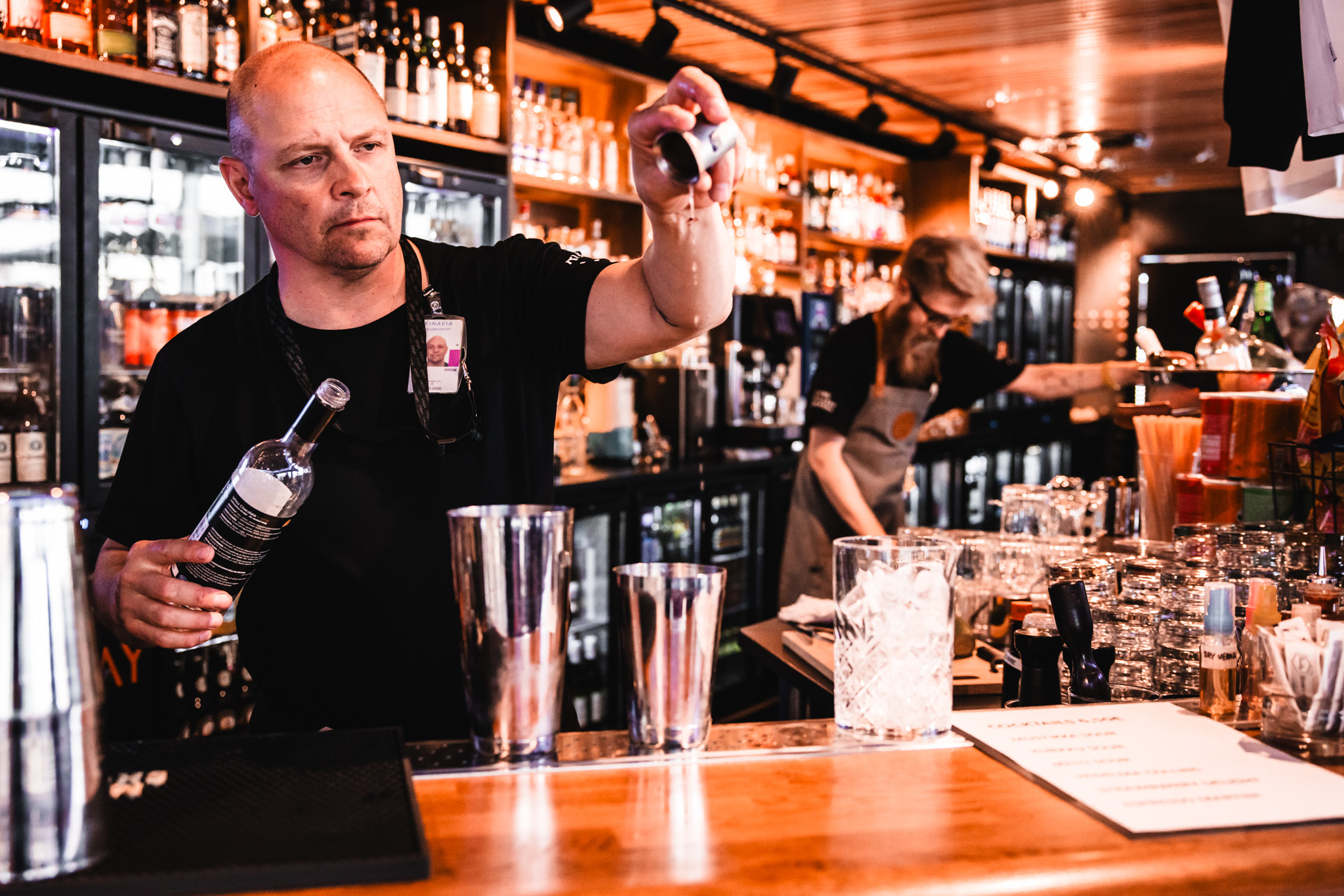 Bartender shaking a cocktail